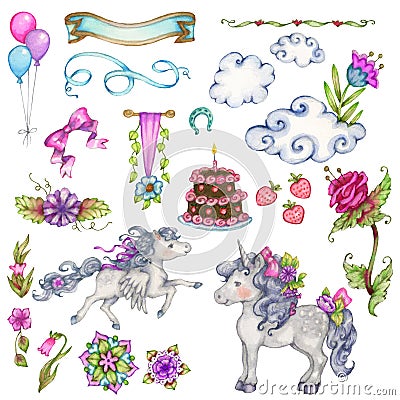 Fantasy Birthday Elements Cartoon Illustration